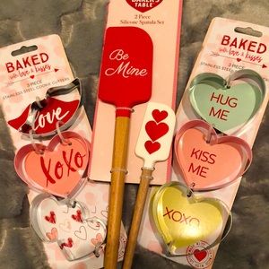 Hearts and Love Baking supplies-2 piece silicone spatula set-6 cookies cutters.